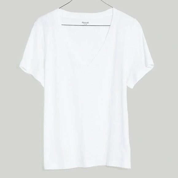 Madewell White Whisper Cotton V-Neck Tee Shirt Top Size XXS - Picture 5 of 5